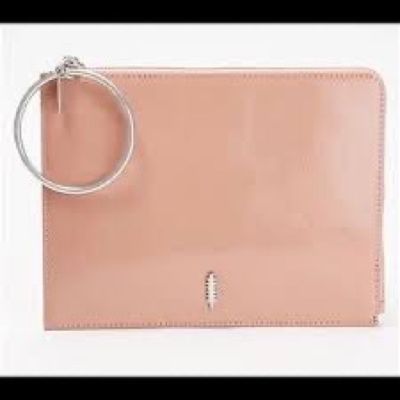 NWOT Thacker Gable Shiny Leather & Metal Ring Wristlet Pouch Vintage Rose Pink - Picture 5 of 5